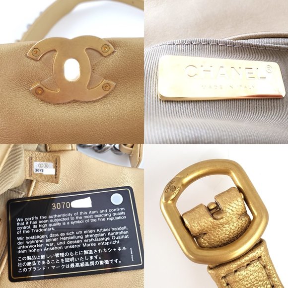 Sold on our website CHANEL 19 2020 Metallic Gold Goatskin Quilted Waist Belt Bag - Picture 13 of 13